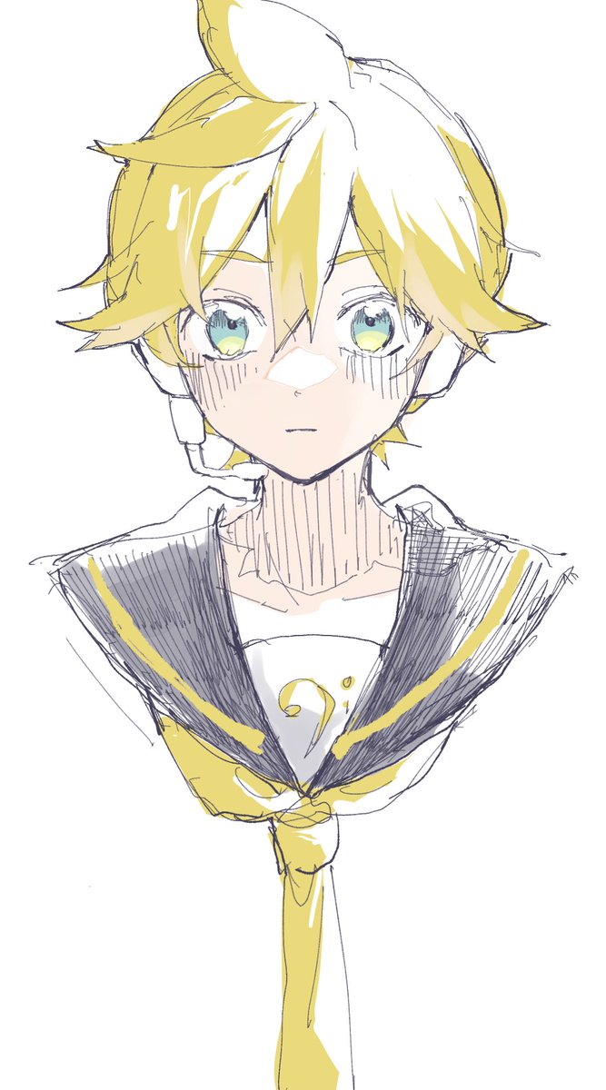 kagamine len 1boy male focus bass clef blonde hair sailor collar solo black sailor collar  illustration images