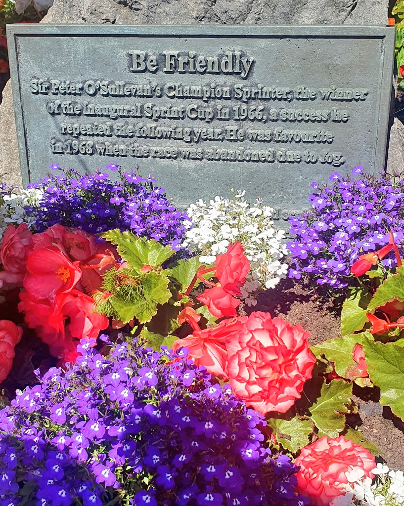 HenseyJean's tweet photo. BE FRIENDLY -everyone was at Haydock Park @haydockraces for the #RaceofLife 🎀10.7.2022 I just love the horse 🐎 statues🏇 with the facts about #famousnames in #Horseracing This year there was the #Jubilee Theme ❤🤍💙🐎🐎🐎 @SteveMilner1960 @MicheleCruicks1 @goldfinches12 https://t.co/t8KNEE9Irr