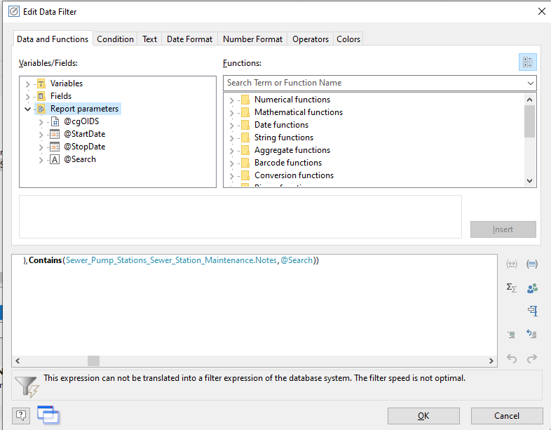 DatJot's tweet image. #Cartegraph Advance Report Function #Contains( ):
Contains(String, String) checks to see if the second string is in the first string. This function is handy for many different scenarios. I like to use it with a Report Search Parameter.
#data #DataScience #gischat #DataAnalytics