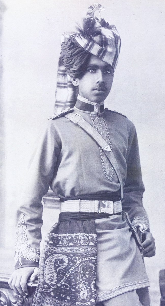 A very impressive military bearing image of young Maharaja Ganga Singhji of Bikaner in 1896. He is wearing the uniform of famous Ganga Rissala of Bikaner.