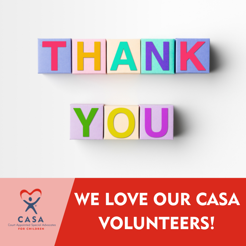 Today we want to thank our 227 CASA volunteers who are advocating for children in foster care and their families. We couldn't do it without you! #TheCASADifference #WeLoveOurVolunteers