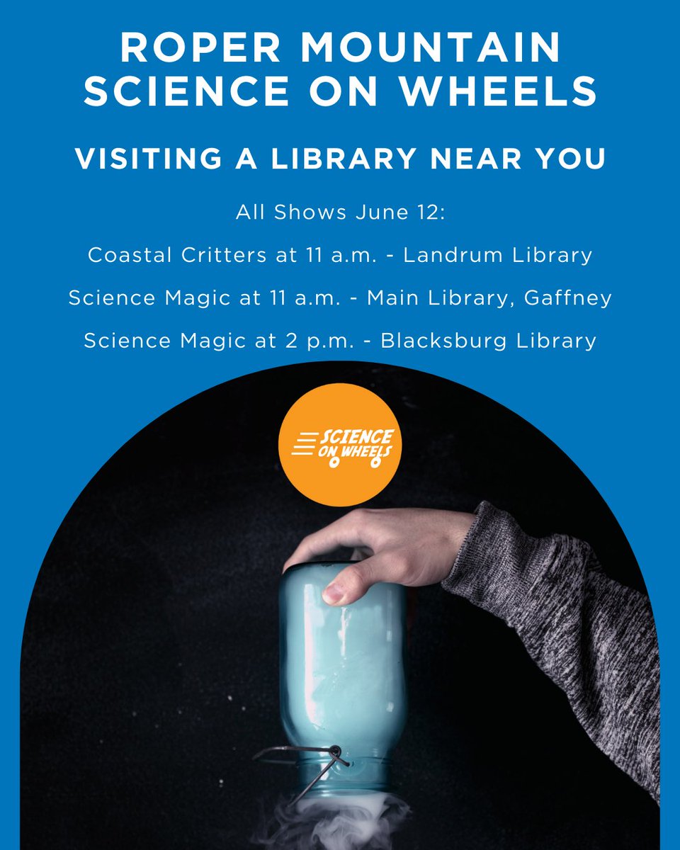 RoperMountain's tweet photo. Science On Wheels is hitting the road again this week. Join us tomorrow for one of three shows at a library near you!  

#ropermountain #scienceonwheels #stemlearning #stemeducation #library #libraries #upstatesc https://t.co/70S7CGlCTb