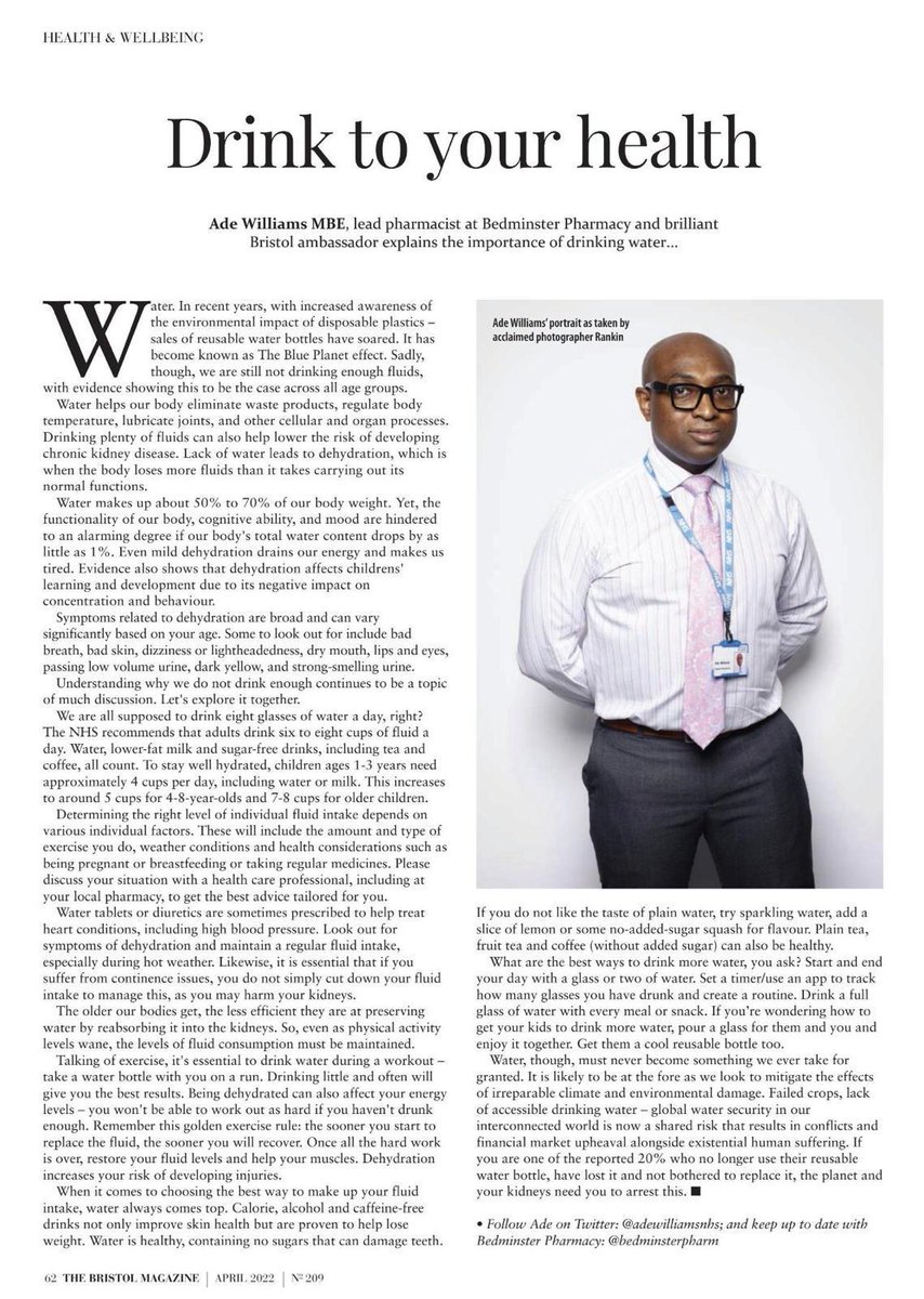 Bedminster Pharmacy (@bedminsterpharm) on Twitter photo In the current heat, it's more important than ever to keep yourself well hydrated! Our pharmacist <a href="/adewilliamsnhs/">Ade Williams</a> gives his advice in <a href="/thebristolmag/">The Bristol Magazine</a> - he'll also be on <a href="/bbcrb/">BBC Radio Bristol</a> this evening at 5.10pm (any minute now!) talking about how we can all cope with the #heatwave In the current heat, it's more important than ever to keep yourself well hydrated! Our pharmacist <a href="/adewilliamsnhs/">Ade Williams</a> gives his advice in <a href="/thebristolmag/">The Bristol Magazine</a> - he'll also be on <a href="/bbcrb/">BBC Radio Bristol</a> this evening at 5.10pm (any minute now!) talking about how we can all cope with the #heatwave