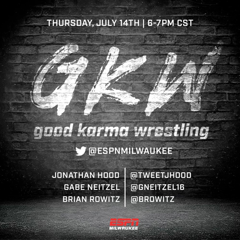 ESPNMilwaukee's tweet photo. A WWE Hall-of-Famer making a return? Will there be some sort of AEW crossover?

Hear about all that and more with @tweetjhood, @gneitzel16, and @BRowitz tomorrow night! https://t.co/1Dj0IhC1om