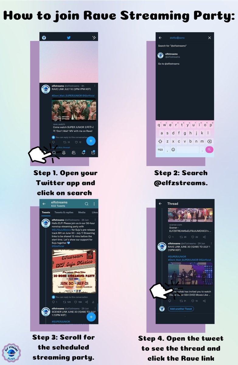 elfzstreams's tweet photo. Here’s the easy way to join our Rave streaming parties via the link we share before the start of the party ⬇️
#ELFStreamsGuide #ELFCBGuide @SJofficial https://t.co/LyGWdhYDLU