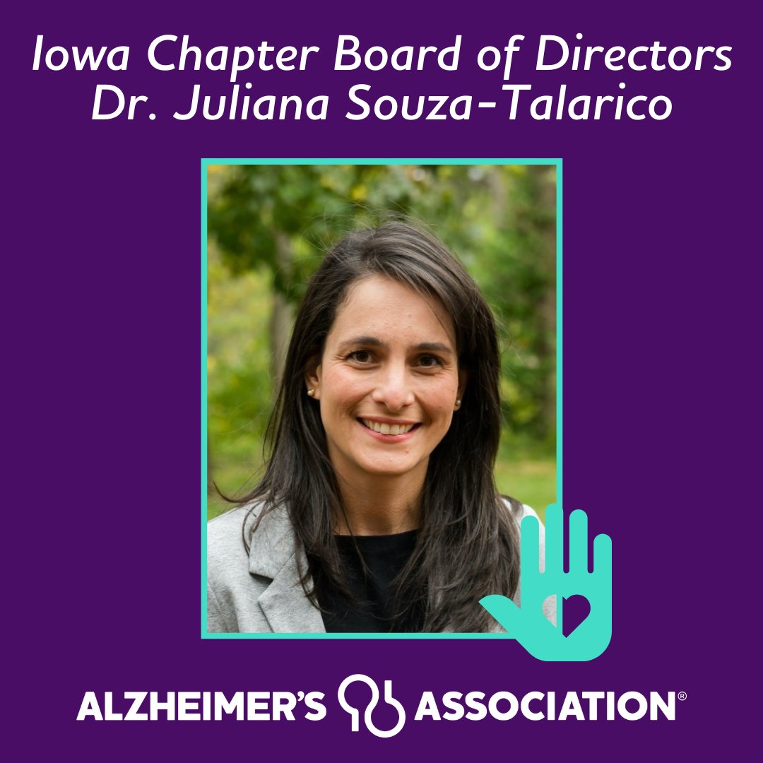 We are proud to welcome Dr. Souza-Talarico to our Iowa Chapter Board of Directors! She is an Associate Professor at <a href="/IowaNursing/">UI CollegeofNursing</a> and an Alzheimer's Association-funded researcher. She is from Brazil, and her mother is currently living with mild cognitive impairment. #ENDALZ