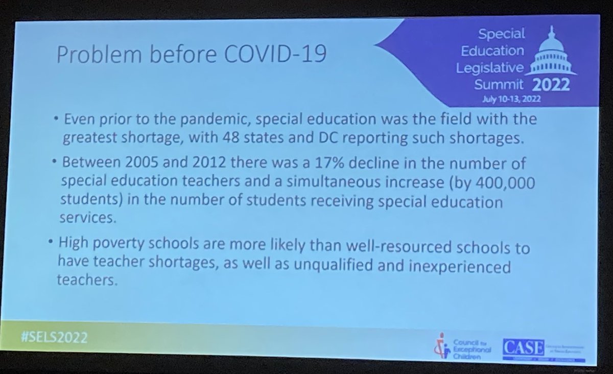 MathesStaci's tweet photo. Support the pipeline of special education teachers. Higher ed program enrollment has declined &amp; we must maintain highly qualified professionals vs. lowering expectations/requirements to teach our Ss with the highest level of need.#sels2022 @CECMembership https://t.co/vCY94vqc1l