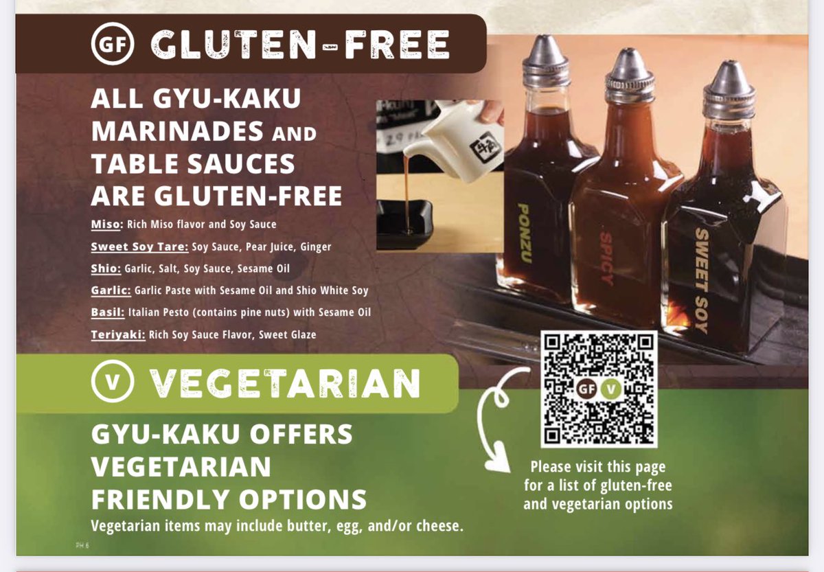 Raj_Sai's tweet photo. @GyuKakuJBBQ my wife has celiacs and I was looking at your gluten free menu, and found the section copied below. How are your marinades and table sauces gluten free if they contain soy? Are you using tamari instead of a true soy sauce to make them? https://t.co/TdgKHmBLUy