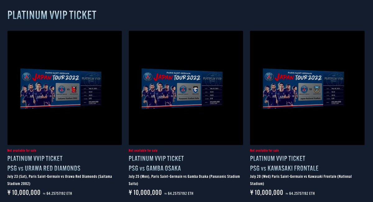 fellas_nft's tweet photo. @PSG_English is selling #NFTs worth about US$210k each for its friendly matches in Japan 🎫

▪️Stadium’s VIP room access
▪️VIP party where buyers can get their photo taken with PSG players 📸

Do you think this type of #utility will help the #NFTmarketplace succeed? https://t.co/RtMF2Fz6RF