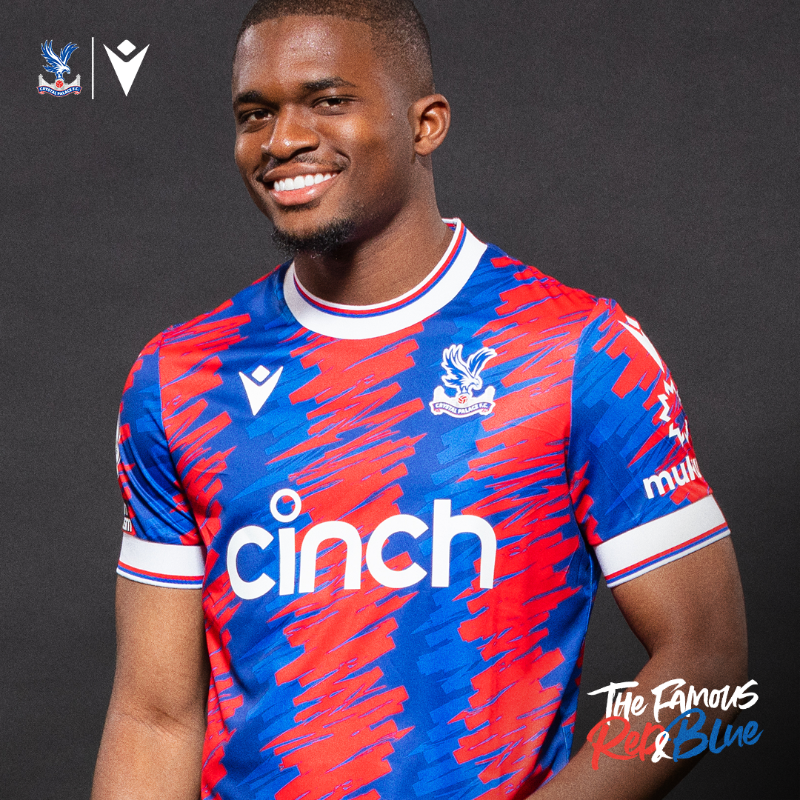 CPFC's tweet photo. The famous Red &amp; Blue ❤️💙

Introducing our 22/23 home kit, available to pre-order now 😍

@MacronSports | @cinchuk | @mukurudotcom

#CPFC