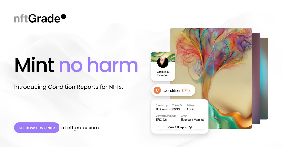 Not all NFTs are created equal. 

Introducing NFTGrade.com, where the most advanced condition reports on NFTs are made.  

NFT Grade facilitates trust and confidence in Web3 by generating FREE reports of NFTs on the #Ethereum, #Hedera, and #Polygon networks. 

1/🧵