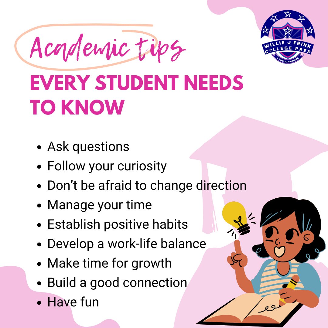 FrinkSchool's tweet photo. We're confident that if you'll develop the habits outlined here, you'll see a major improvement in your academic success. #WJFCP #education #kerncounty #bakersfield #collegeprep #school https://t.co/8ShewQPKKg