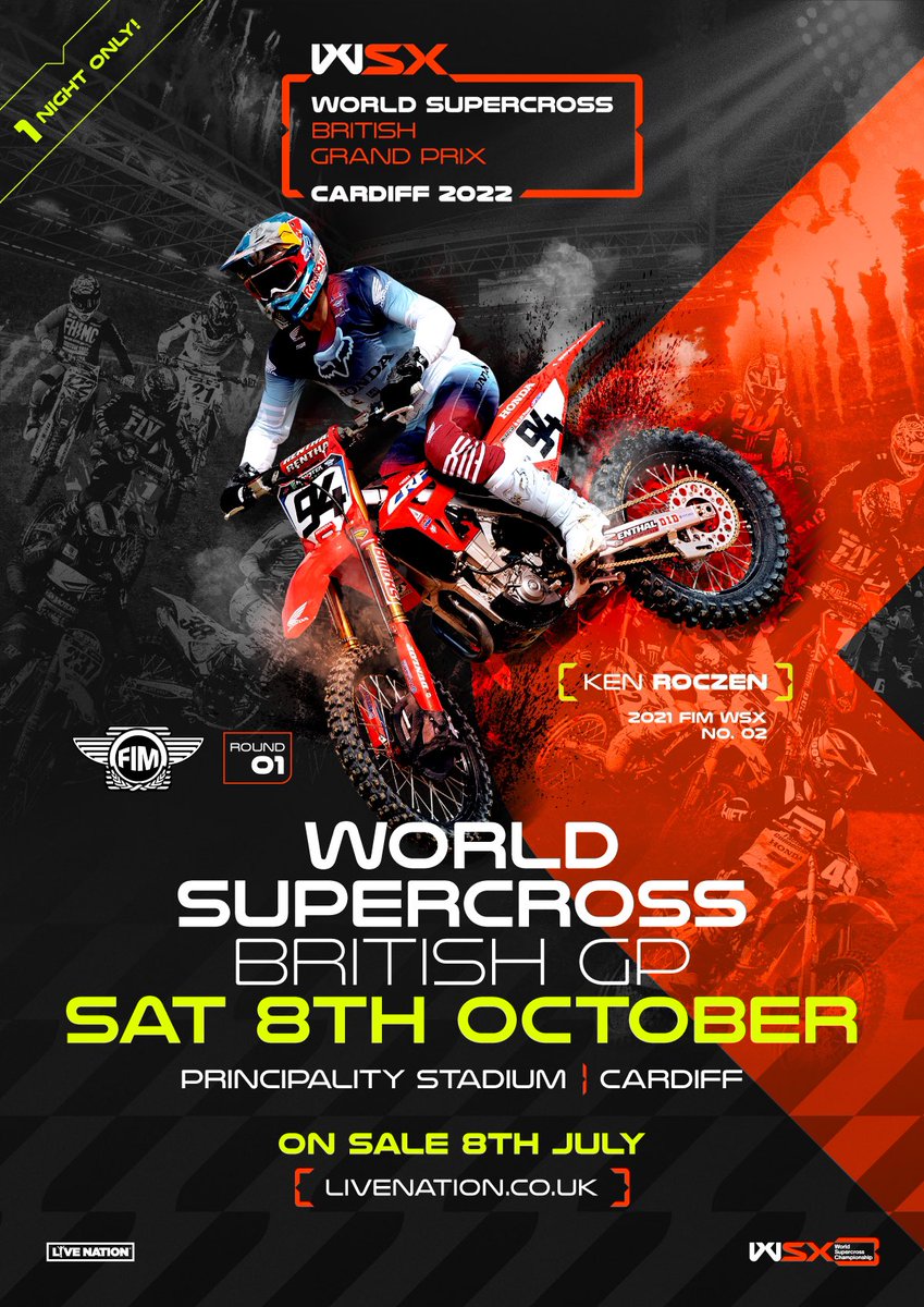 Tickets are now LIVE for the FIM World Supercross series, kicking off at the Principality Stadium in Cardiff on October 8th! Click below to get your tickets now ⬇️

livenation.co.uk/artist-fim-wor…

#WSX #WSXBRITISHGP #WSXchampionship #wsx2022 #worldsupercross #supercross