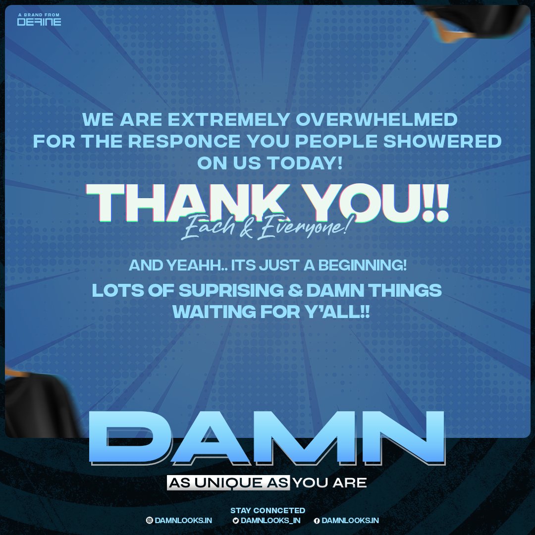Damnlooks_in's tweet photo. Thank u fro Your DAMN response 👀
Let's Kickstart 😉
Lot of surprises waiting for you...
Don't miss @Damnlooks_in https://t.co/rrV0CdUzEE