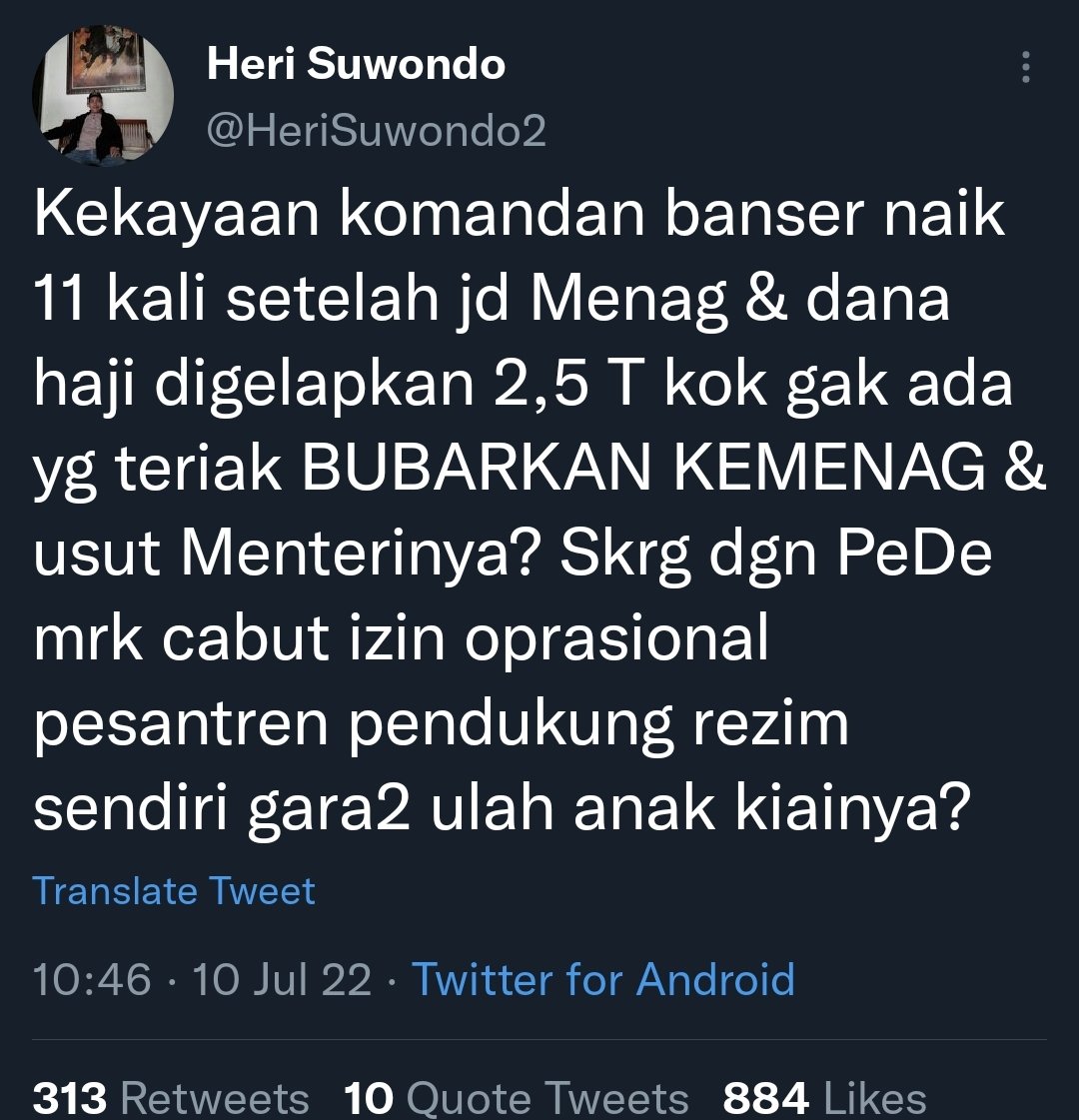 Mohon di tindak lanjuti pak <a href="/DivHumas_Polri/">Divisi Humas Polri</a> <a href="/ListyoSigitP/">Listyo Sigit Prabowo</a> krn ada unsur memfitnah Mentri Agama.