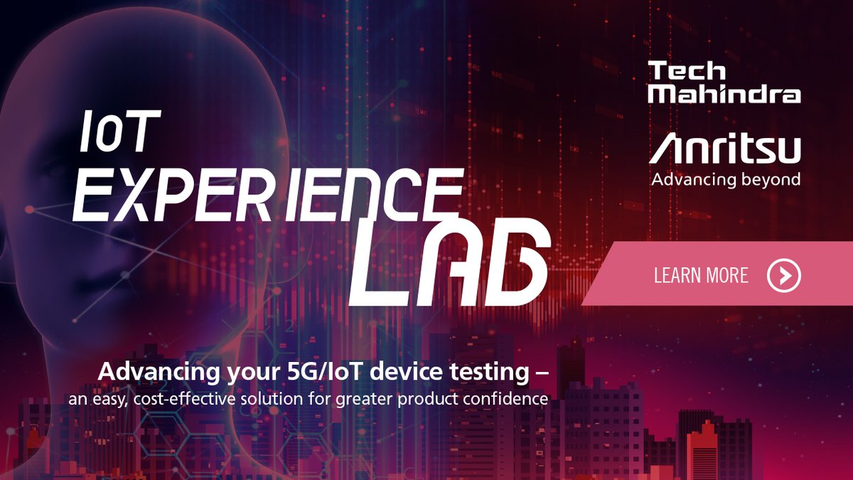 Anritsu's tweet image. #Anritsu and @Tech_Mahindra&apos;s #IoT Experience Lab provides a simple, cost-effective environment to ensure your #IoTdevice functionality and performance. Register now and access industry-leading test solutions: bit.ly/3HrvOs4
#NBIoT #WLAN #5G #4GLTE