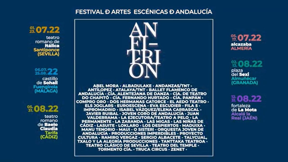#Anfitrión, Festival de Artes Escénicas (y Música) de Andalucía en espacios patrimoniales de las 8 provincias. Da detalles Javier Rivera, coordinador de la Agencia Andaluza de Instituciones Culturales

🎧play.rtve.es/a/6646981
📝juntadeandalucia.es/cultura/festiv…
📺youtube.com/watch?v=-LJpZU…