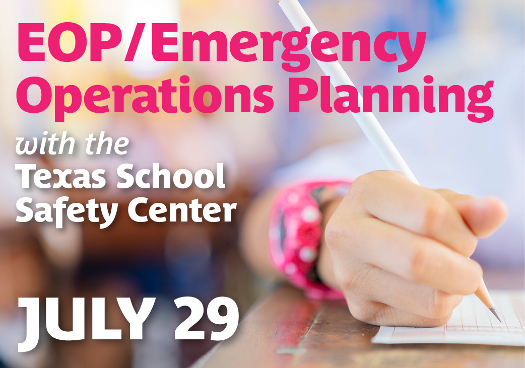 Region 16 has added an important new workshop on July 29th. Andrew Cox from the Texas School Safety Center will review the requirements of an Emergency Operations Plan (EOP) and our staff will also cover bullying prevention and other requirements. escweb.net/tx_r16/catalog…