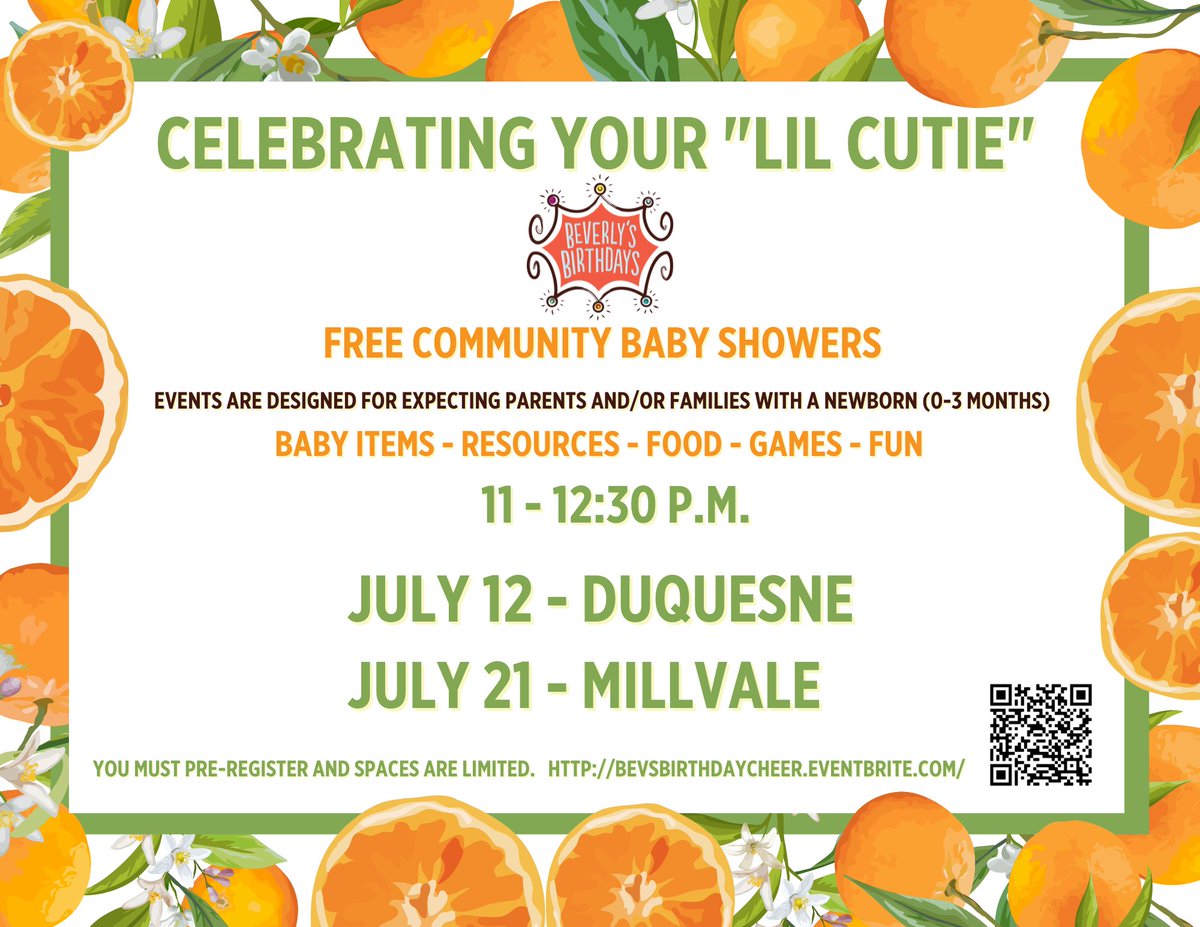 Healthy Start, Inc. (@healthystartpgh) on Twitter photo We love a good Community Baby Shower hosted by <a href="/BevBirthdays/">Beverly's Birthdays</a> โ๏ธโ๏ธ Spots are still available for July 12 (tomorrow) in Duquesne or July 21 in Millvale.
๐ถ๐ฟ These FREE events are open to expecting parents and/or families with a newborn. Register at eventbrite.com/o/beverlys-birโฆ We love a good Community Baby Shower hosted by <a href="/BevBirthdays/">Beverly's Birthdays</a> โ๏ธโ๏ธ Spots are still available for July 12 (tomorrow) in Duquesne or July 21 in Millvale.
๐ถ๐ฟ These FREE events are open to expecting parents and/or families with a newborn. Register at eventbrite.com/o/beverlys-birโฆ