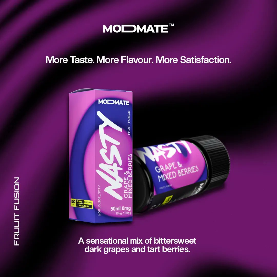 Grape &amp; Mixed Berries In ModMate 🍇 A Sensational mix of bittersweet dark grapes and tart berries! Available Soon! #NastyJuice