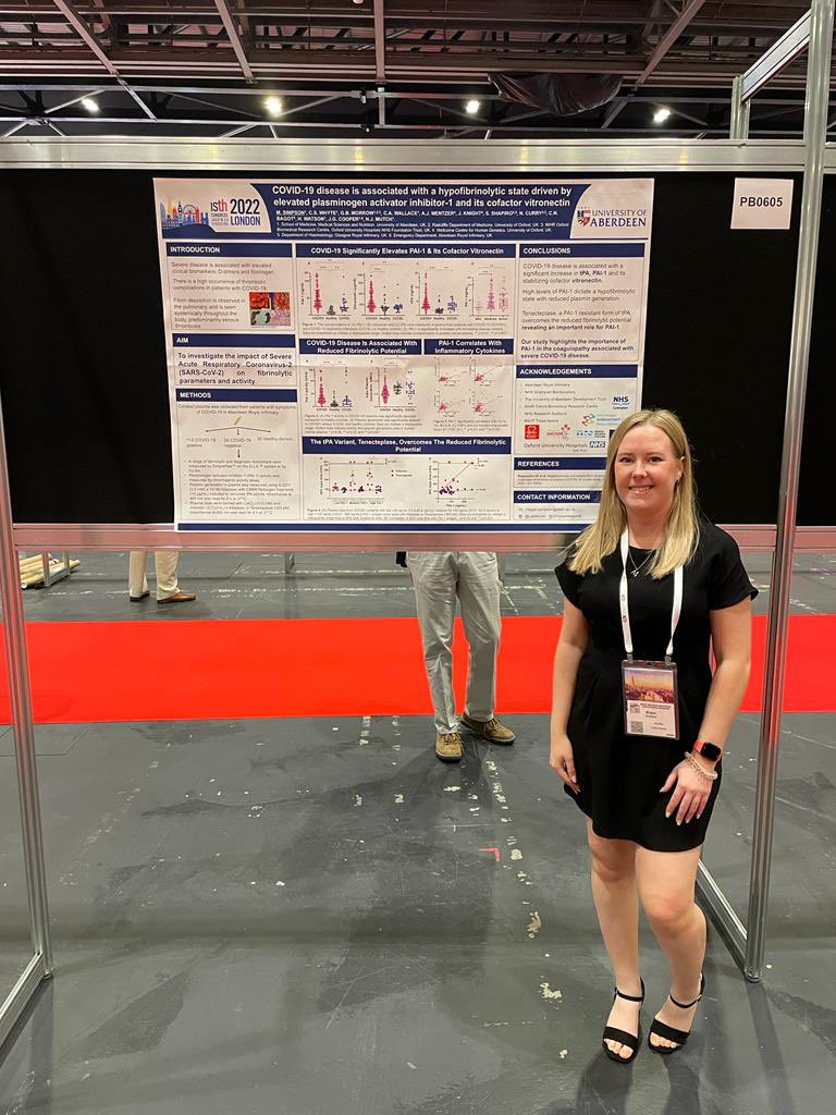 gael_beverley's tweet photo. Be sure to check out the poster presentations before heading to the #ISTH2022 networking event tonight 🕺

@SimpsonMegan8 is presenting her data on the hypofibrinolytic state associated with COVID-19 🦠Go visit her at PB0605.

Poster presenters will be there 6:30-7:30 pm. https://t.co/MFfpzcntYP