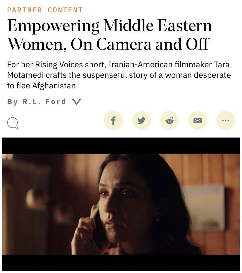 Let’s celebrate one of our amazing <a href="/mideastwriters/">Middle Eastern Writers</a>: <a href="/motameditara/">Tara Motamedi</a> ! 

Tara was a part of a program called "Rising Voices.” They chose ten filmmakers amongst one thousand applicants. She wrote and directed a short called “Before Dawn, Kabul Time.” #hireME <a href="/menaadvocacy/">MENA Arts Advocacy Coalition</a>