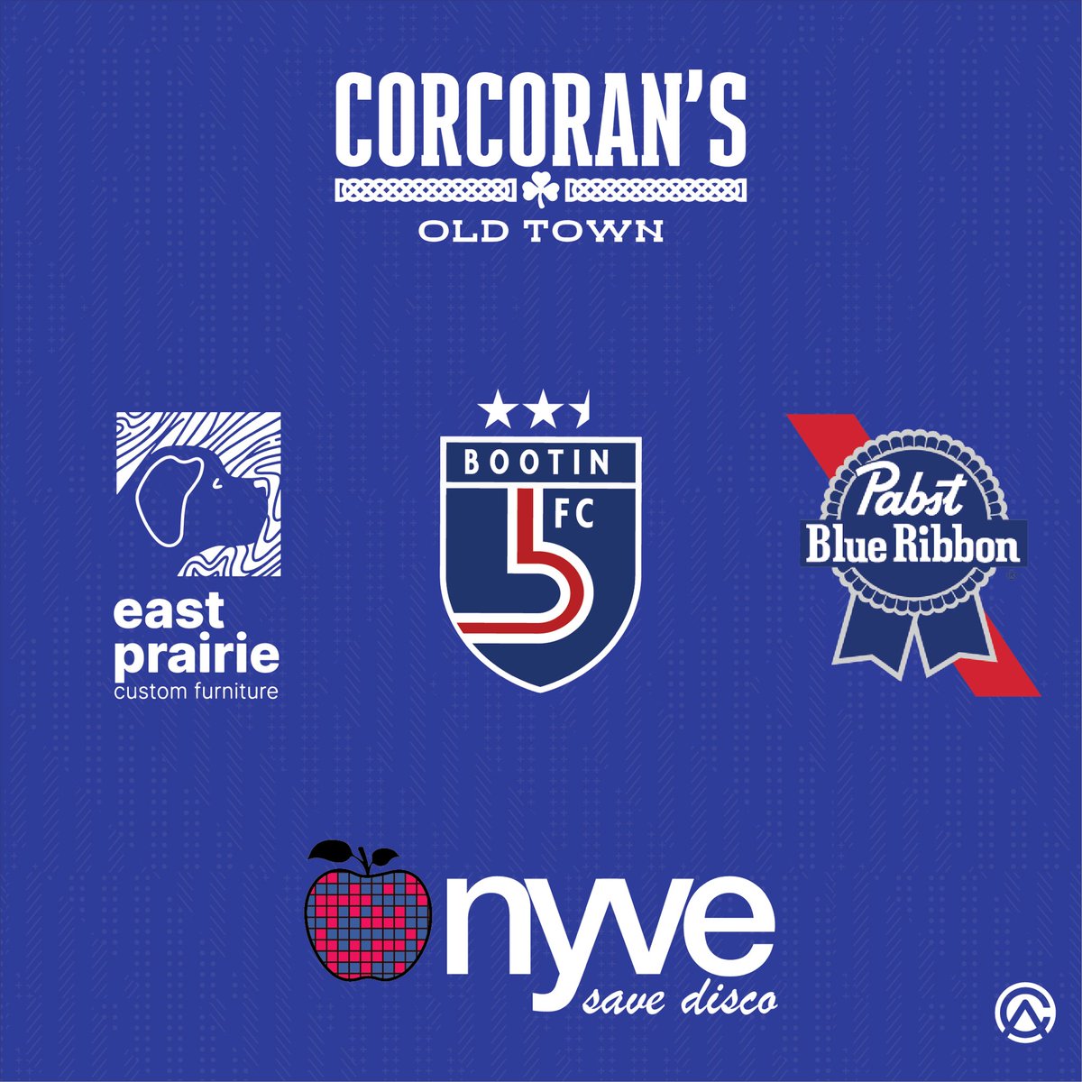 bootinbootsfc's tweet photo. OWNERS: Everyone should be grabbing 12 PBRs at Corcoran’s to pregame NYVE &amp; fall asleep on their custom made bed every Saturday this summer. 

Here are your 2022 Friends of The Club Sponsors @PabstBlueRibbon @Corcoransoldto1 @EastPrairieCF @BigTastyInc AHHHHHH AAAYAHH AH YAH YAH! https://t.co/MQQeQjEhrQ