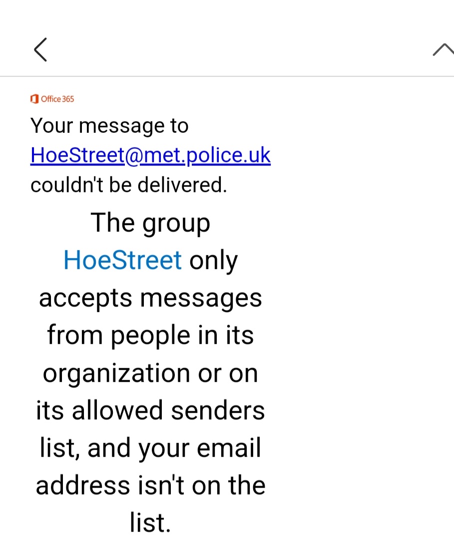 mrstinsleys's tweet photo. @metpoliceuk totally pointless piece of paper. https://t.co/TqReSxT4r6