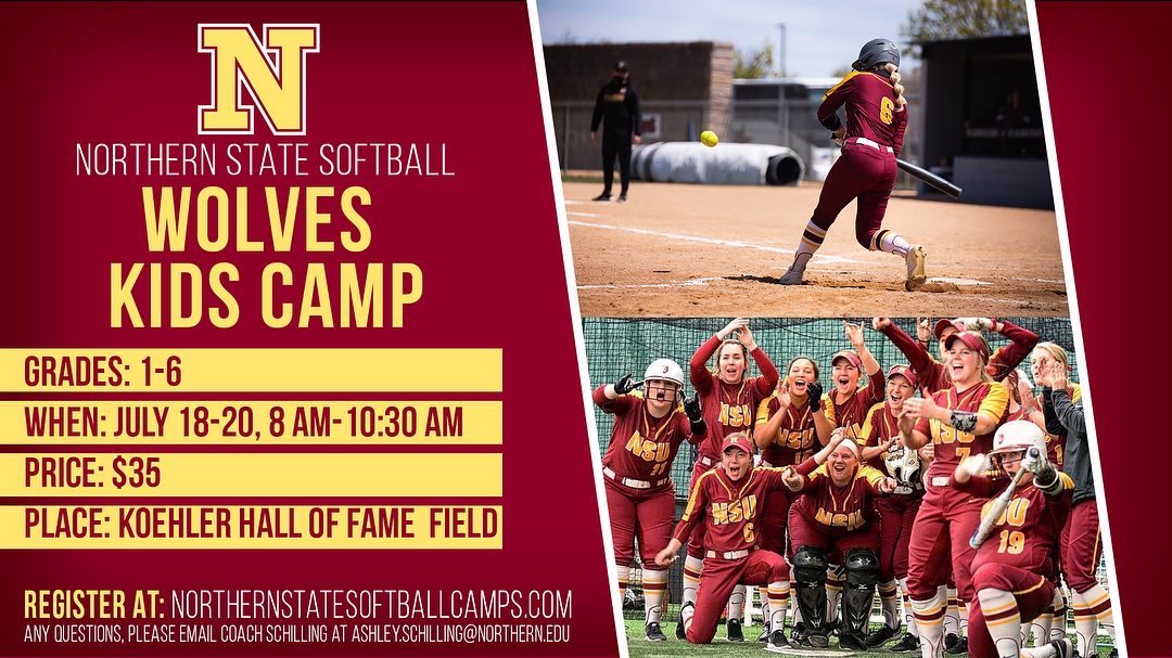 Our final camp of the summer starts Monday, July 18th!! You can register online at:
northernsoftballcamps.com 

#GoWolves 🐺