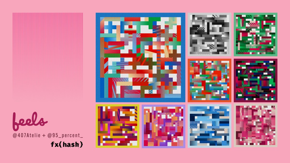 Some outputs of Feels
<a href="/407Atelie/">Ateliê 407</a> + <a href="/95_percent_/">ninety five percent 🥑</a> 
Our next project 
*Soon* on <a href="/fx_hash_/">fxhash</a>