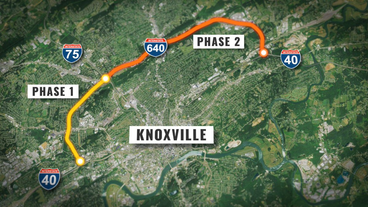 CityKnoxvilleTN's tweet photo. Lane closures on I-640 began this weekend as @myTDOT started rubblization work. I-640 East and West will be reduced from 3 lanes to 2 b/n Broadway exit and I-40. Motorists should expect delays and are advised to use extreme caution in this area as workers will be present. https://t.co/aQM70NCIRS
