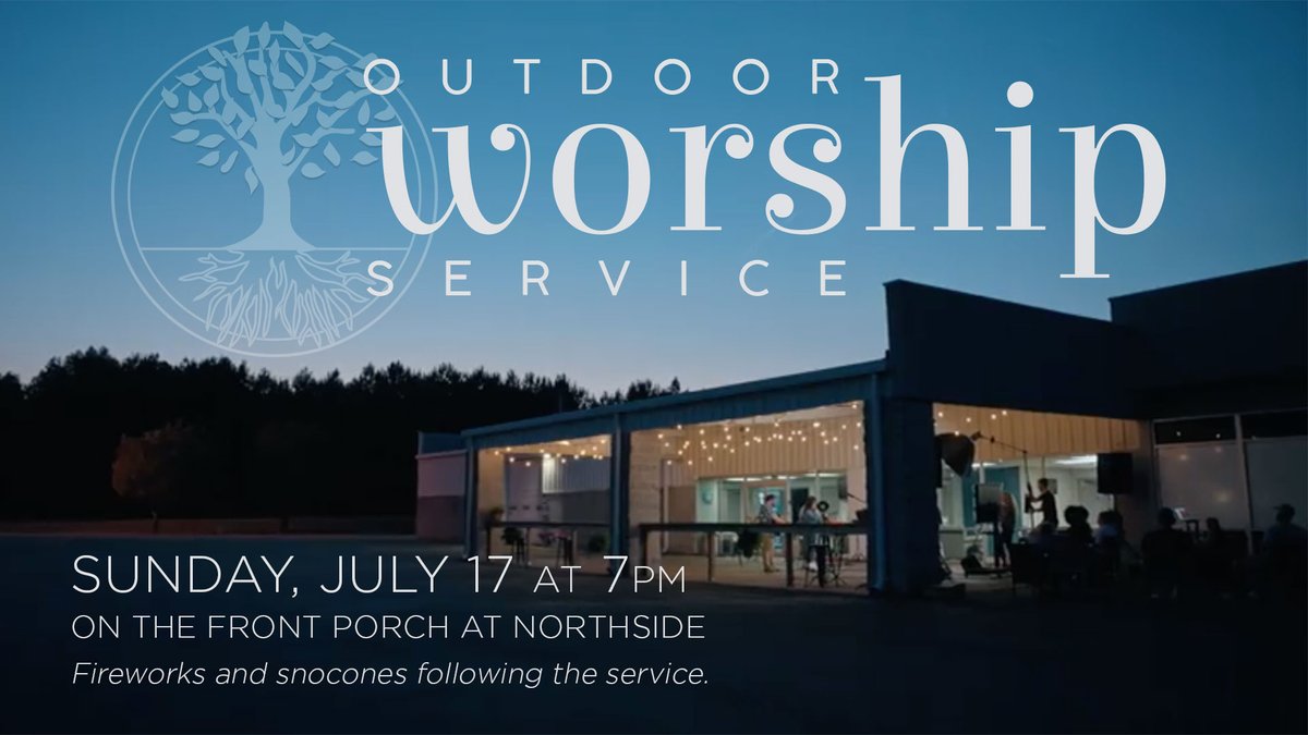 Outdoor Worship Service 
This Sunday, July 17th join us at 7PM in place of 10:30AM! 
We will have our normal Sunday morning Worship and Teaching followed by Fireworks, Snow-Cones, Games, and Desserts

💬 Message us here with any question!