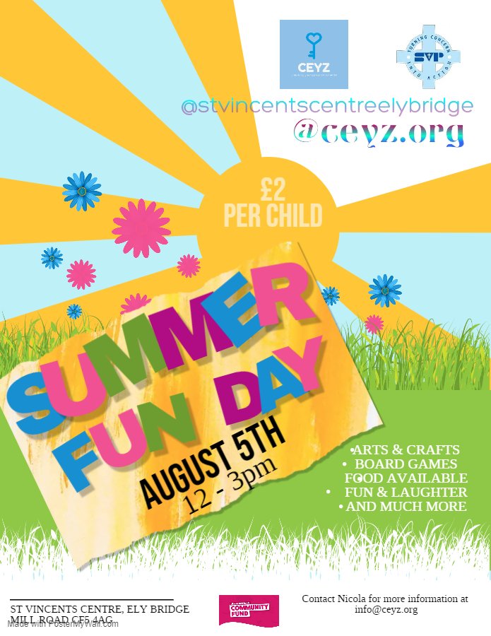 New and exciting times for the kids of the community. Come and enjoy a day of fun @SVPElyBridge in partnership with CEYZ.

#kidsfuntime
#artandcrafts
#wellbeing
#foodanddrink