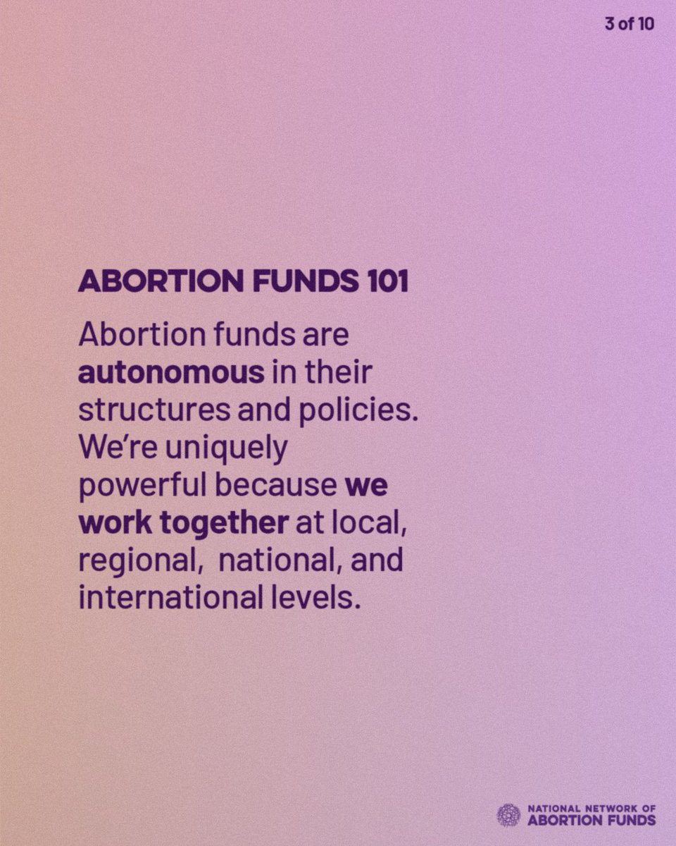AbortionFunds's tweet photo. Today is a great day to learn about the work of abortion funds! 📚💜

Here are ~10 things~ you need to know to understand abortion funds. 

Also at: https://t.co/qW6CKWsscC https://t.co/rut3nEwg3G