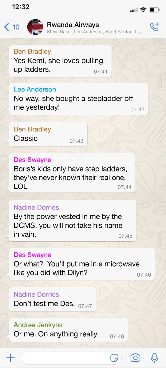mrhenrymorris's tweet photo. EXCLUSIVE: Leaked messages from Tory MPs discussing the leadership race. https://t.co/KRpNUFyKG2
