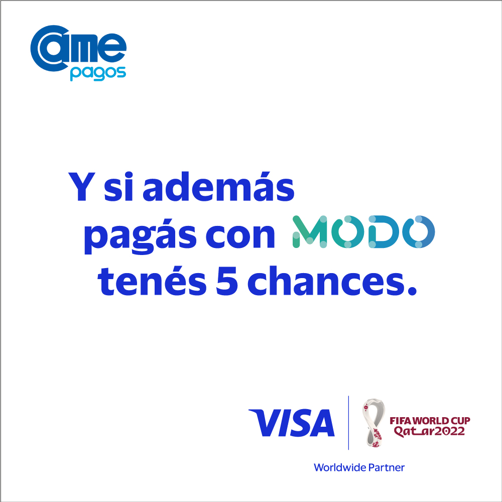 CAMEPagos's tweet photo. ¡No te pierdas esta oportunidad! Pagá con VISA PREPAGA DE CAME PAGOS y viajá a Catar 2022.

Ver bases y condiciones en https://t.co/9oo6TlJcFg

CAME PAGOS, estamos de tu lado.
#VISA #catar2022 #camepagos
@redcame https://t.co/M6hgceTSph