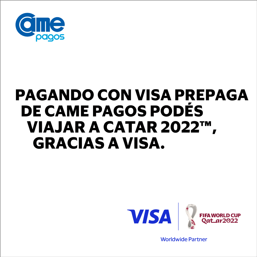 CAMEPagos's tweet photo. ¡No te pierdas esta oportunidad! Pagá con VISA PREPAGA DE CAME PAGOS y viajá a Catar 2022.

Ver bases y condiciones en https://t.co/9oo6TlJcFg

CAME PAGOS, estamos de tu lado.
#VISA #catar2022 #camepagos
@redcame https://t.co/M6hgceTSph