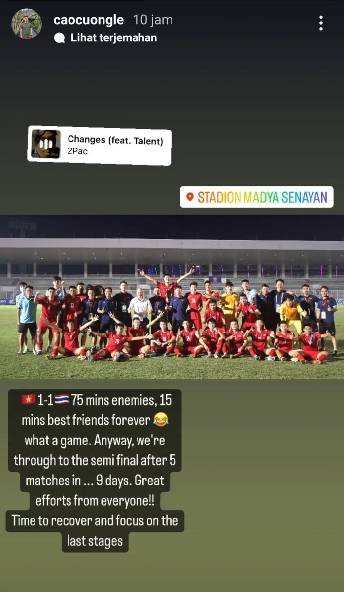 idextratime's tweet photo. Ig story pelatih fisik Vietnam, '75 menit lawan (vs Thailand), 15 menit kawan'

👏👏 https://t.co/1XFUkl23kj