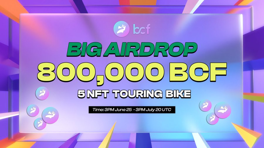 kayvbte's tweet photo. @GoldGuyDCL BICYCLE GIVEAWAY AIRDROP

🕰Time: 3PM June 25  - 3PM July 20 UTC

⏳Distribution: within 10 working days after the Airdrop ends

💰Reward pool: 
🌟800,000 BCF for 400 lucky winners
🌟5 NFTs bike ( ~ 120$ for each) for top 5 users with the most entries

 @BicycleFi_Giveaway_Bot https://t.co/gGnTPTDD25