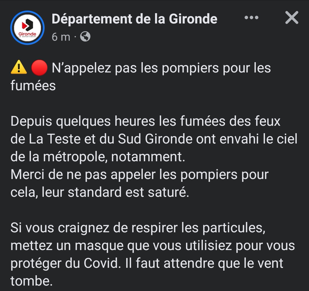 FeelSpirituALL's tweet photo. L'odeur est bien présente du côté de St Emilion (33). N'appelez pas les pompiers les standards sont saturés. Le vent va tourner et ça va se dissiper. #incendie #incendies #IncendiesGironde https://t.co/c2pWh4OZZE