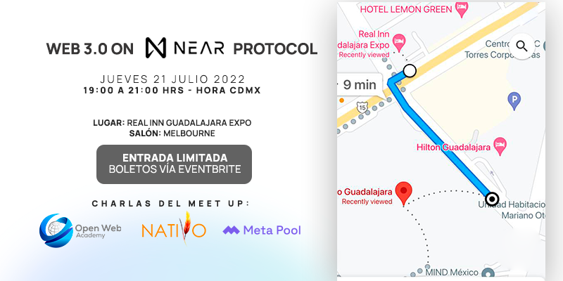 openwebacademy_'s tweet photo. 🌐COMUNIDAD📢 
Este 🗓Jueves 21 de Julio 2022 nos vemos en el REAL INN GUADALAJARA EXPO Salón: Melbourne
⏱ 19:00 - 21:00 hrs CDMX
🎫¡Entradas aquí! 👇
https://t.co/4y5auVXLVM

#near #crypto #mexico #web3 #tecnologia #meetup #Nearprotoco #Guadalajara https://t.co/r0ZgIYdSP1