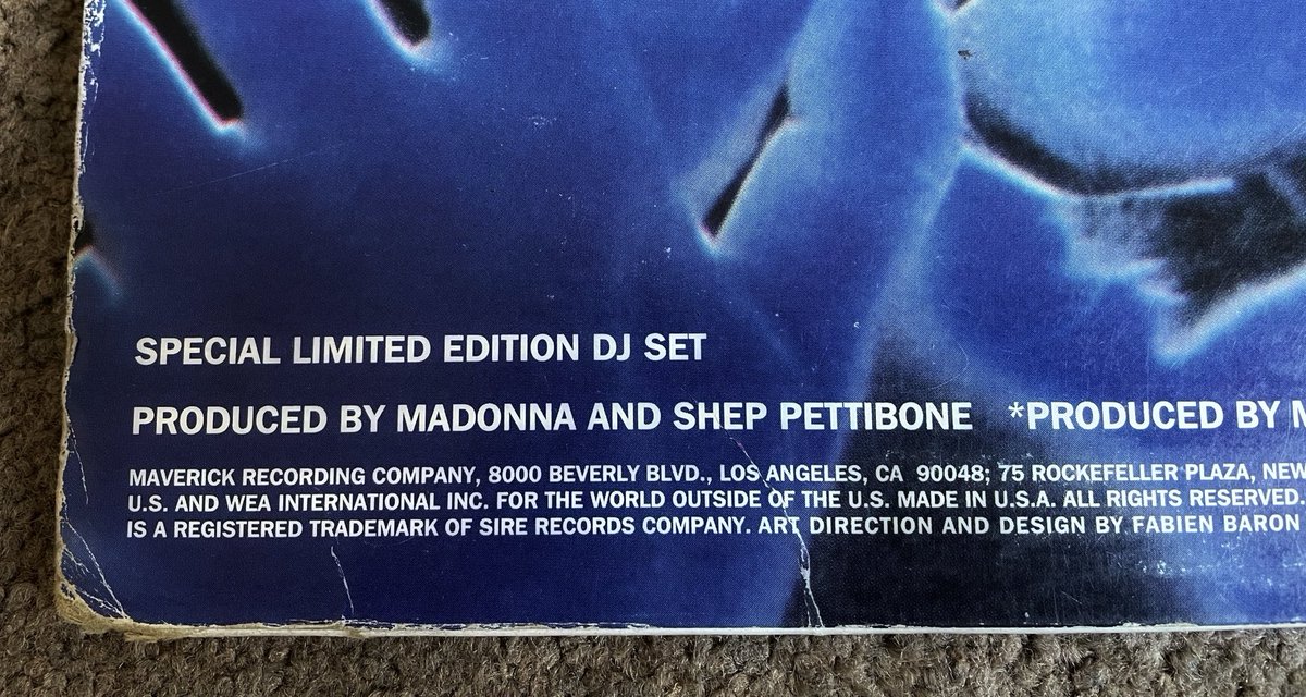 spjury's tweet photo. #Secondhand Op-Shop find: #Madonna Erotica. Original 1992 #promo double LP. The sleeve has significant damage with rips, tears & creases everywhere, but the vinyl looks barely played - despite some graffiti on the labels! PRO-A-5904 πΆπ#Vinyl #PromoVinyl #LP #MadonnaErotica https://t.co/wjpeJzkOQl