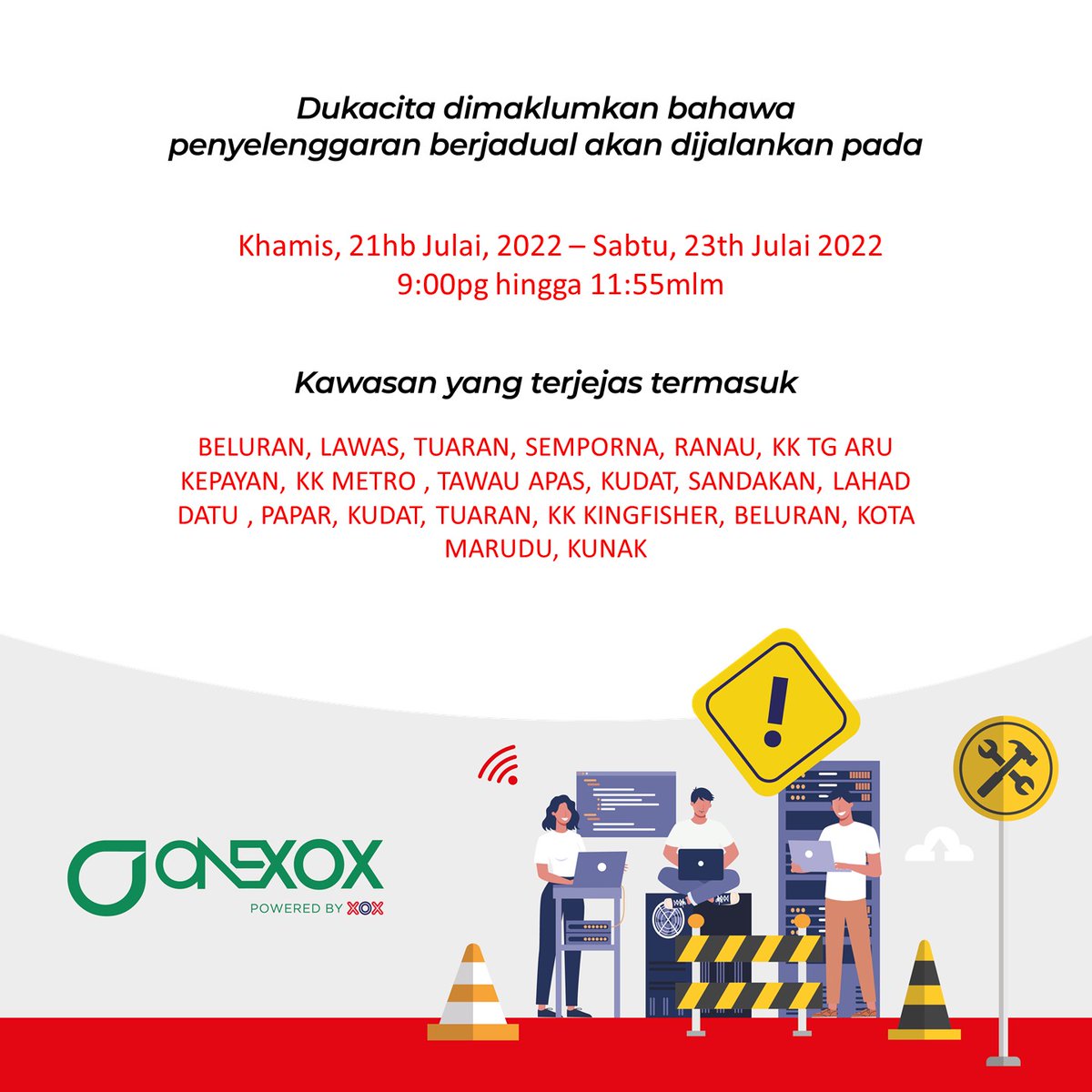 OfficialOnexox's tweet photo. [ 𝗣𝗘𝗡𝗚𝗨𝗠𝗨𝗠𝗔𝗡 𝗣𝗘𝗡𝗬𝗘𝗟𝗘𝗡𝗚𝗚𝗔𝗥𝗔𝗔𝗡 𝗕𝗘𝗥𝗝𝗔𝗗𝗨𝗔𝗟 ]

Tarikh :21 Jul 2022 &amp; 21 Jul - 23 Jul 2022
*𝗦𝗶𝗹𝗮 𝗿𝘂𝗷𝘂𝗸 𝗳𝗼𝘁𝗼 𝘂𝗻𝘁𝘂𝗸 𝗺𝗮𝗸𝗹𝘂𝗺𝗮𝘁 𝗹𝗮𝗻𝗷𝘂𝘁 𝗺𝗲𝗻𝗴𝗲𝗻𝗮𝗶 𝗸𝗮𝘄𝗮𝘀𝗮𝗻 𝘁𝗲𝗿𝗷𝗲𝗷𝗮𝘀

#𝗫𝗢𝗫𝗠𝗮𝗹𝗮𝘆𝘀𝗶𝗮 #𝗢𝗡𝗘𝗫𝗢𝗫 https://t.co/Gl7tzEzKEf