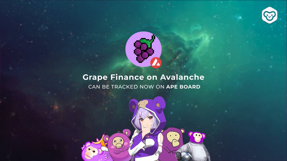 Grape Finance 🍇 (<a href="/grape_finance/">Grape Finance</a>) on @avalancheavax  is supported on Ape Board 🙈 You can now track your position 👀

Bridge your asset: apeboard.finance/bridge