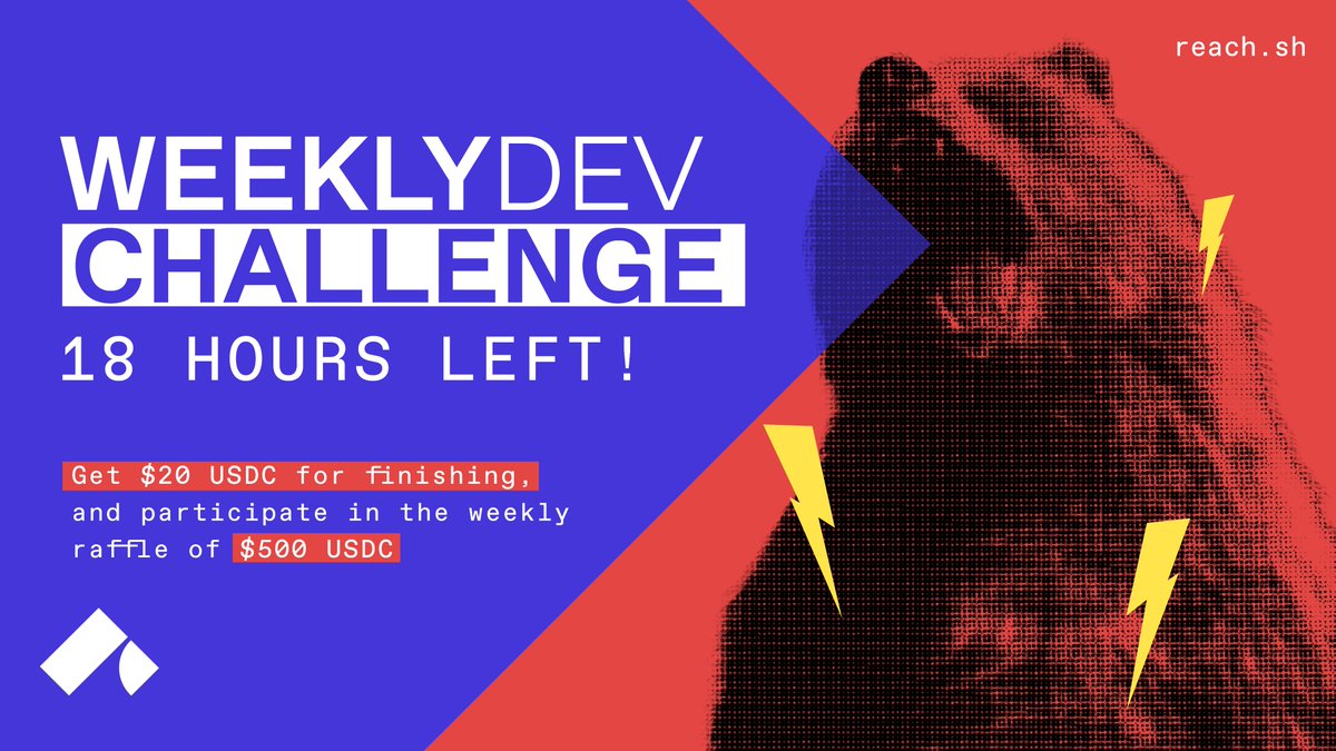 reachlang's tweet photo. 18 HOURS LEFT! 🐻❄️
Enter for a chance to win $500 US and get paid $20 just for completing our coding challenge. See the submission form for full program details. 🗒️
Learn more👇
https://t.co/ckSfhDbtG5
#Algorand #Ethereum #Developers #JavaScript #BearChallenge #Solidity https://t.co/UtMenN1p2L