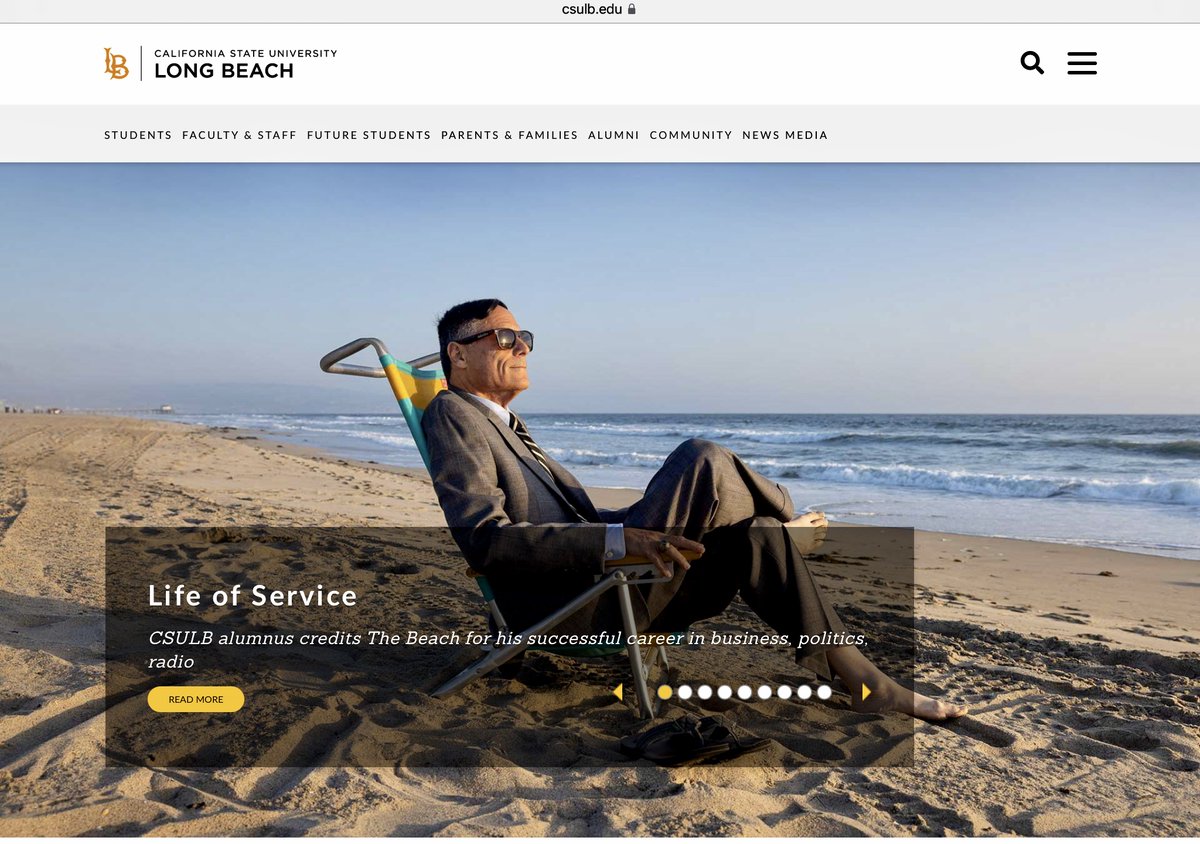 WaynePowell4MB's tweet photo. I‘m honored to be featured on the home page of my undergrad alma mater California State University, Long Beach. As a business major/professional they had me wear a business suit &amp; tie (no shoes) at the beach. Go Beach! You can read the article here: https://t.co/Xcowny6drD. 🎓 https://t.co/fpz12ibMYl