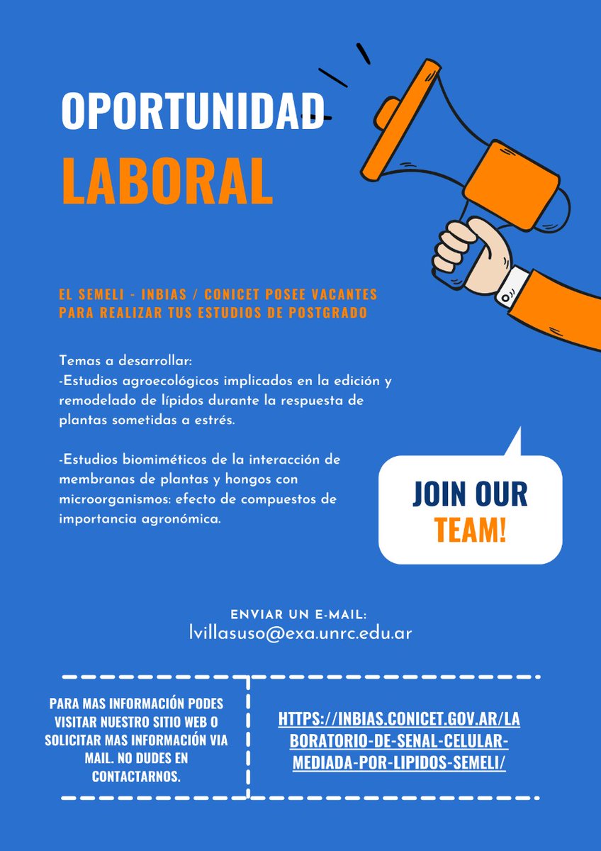 Oportunidad de beca Doctoral CONICET en el grupo de la Dra. Ana Laura Villasuso 🌱🤓
inbias.conicet.gov.ar/laboratorio-de…