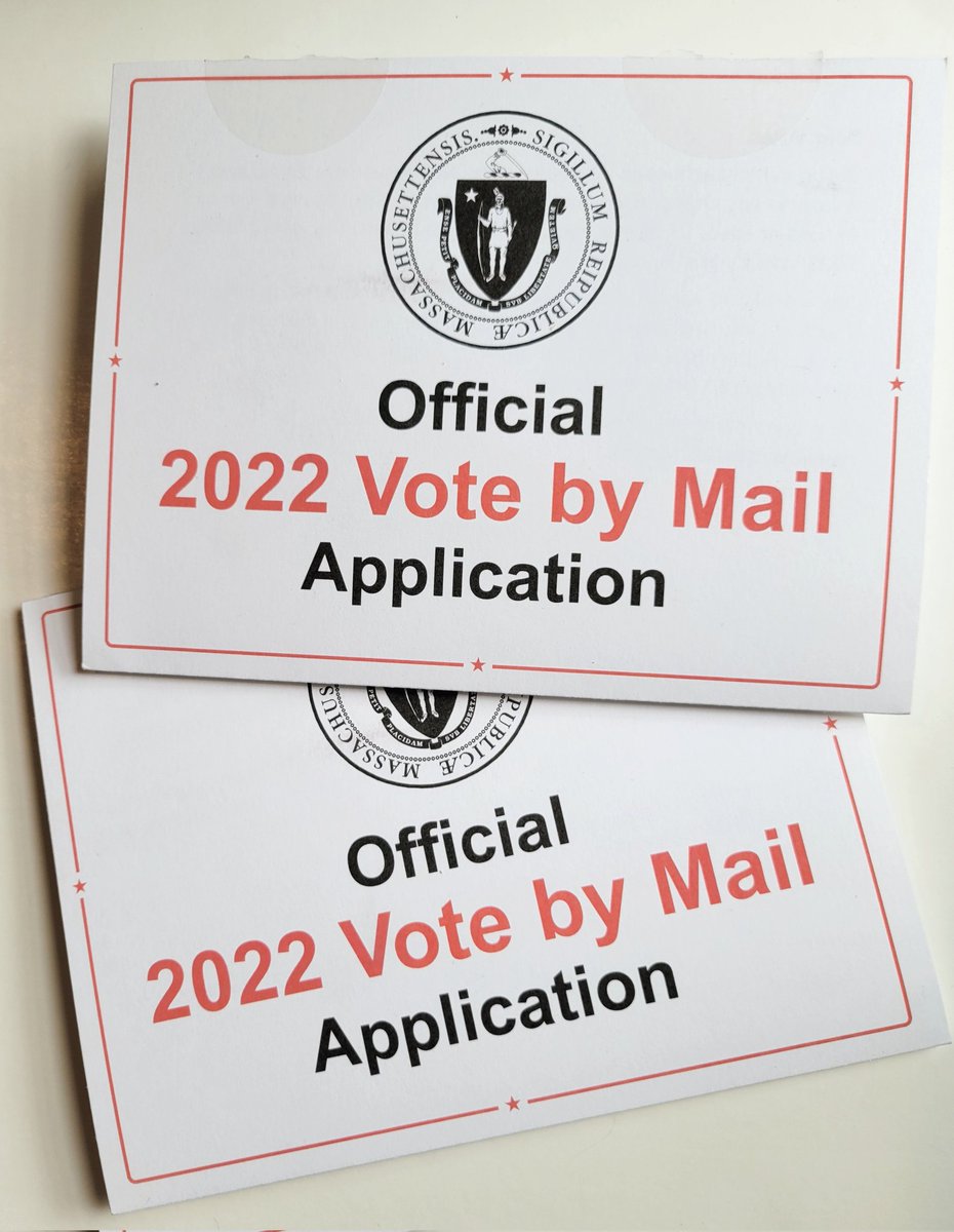 BTSARMY_Boston's tweet photo. The Official 2022 Vote by Mail Applications have started to arrive!
If you want to receive a mail-in ballot for any of the 2022 elections make sure you fill out and return your application before Aug 29th!
You can still vote in person on Election Day! #VoteInMA https://t.co/zAQJDATXJ6
