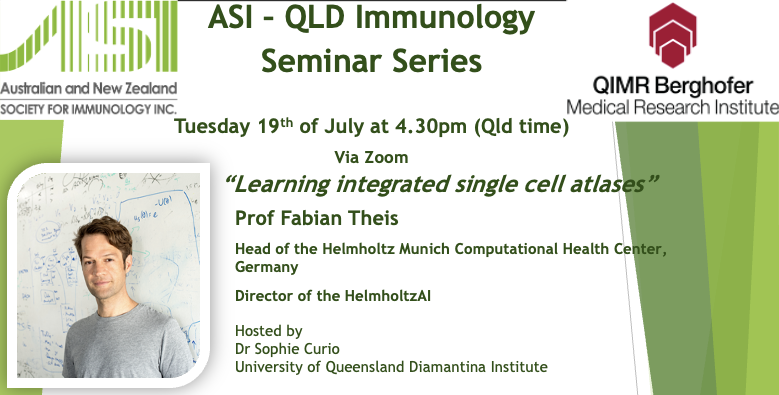 Sophie Curio (@sophiecurio) on Twitter photo Just a few more hours to go until we hear from Fabian Theis! <a href="/AsiQld/">ASI Qld</a> <a href="/ASImmunology/">Australian and New Zealand Society for Immunology</a> <a href="/NavarroSeverine/">Severine Navarro</a> @QIMRBerghofer
Message me if you don't have the Zoom link already 🙂 Just a few more hours to go until we hear from Fabian Theis! <a href="/AsiQld/">ASI Qld</a> <a href="/ASImmunology/">Australian and New Zealand Society for Immunology</a> <a href="/NavarroSeverine/">Severine Navarro</a> @QIMRBerghofer
Message me if you don't have the Zoom link already 🙂
