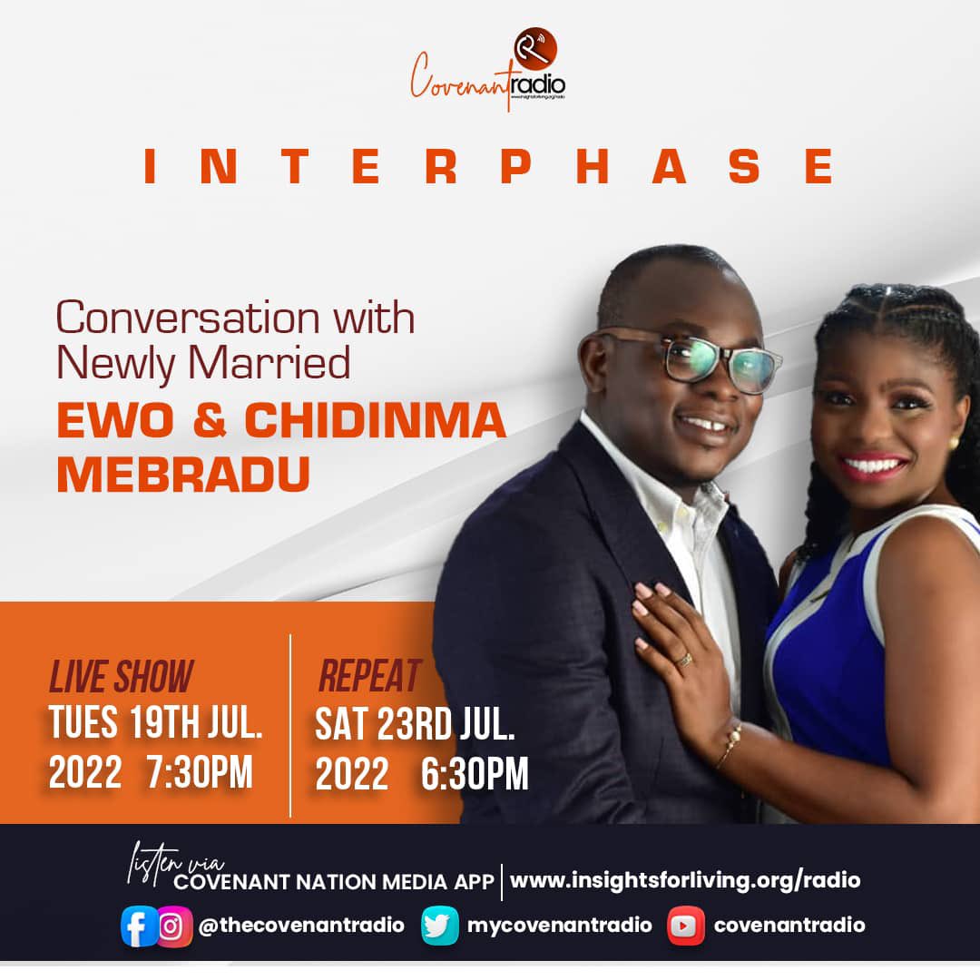 mycovenantradio's tweet photo. It promises to be an exciting time with guests Ewo & Chidinma Mebradu today on INTERPHASE
Join us this Tuesday, July 19th at 7:30pm.
Exclusive to Covenant Radio listen via https://t.co/0EyAGRBGN6
#crinterphase #thecovenantnation #covenantradio #onlineradio https://t.co/cRFX1QqyGd